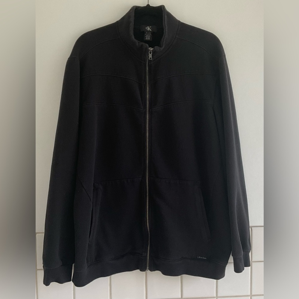 CK Calvin Klein Men's Zip-Up Black Fleece Jacket Size: XL